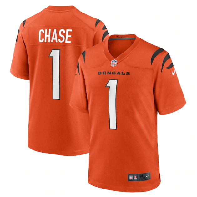 mens nike jamarr chase orange cincinnati bengals alternate game jersey